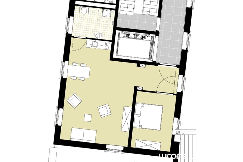 Het Seminarie - Plattegrond 2-kamer appartement 